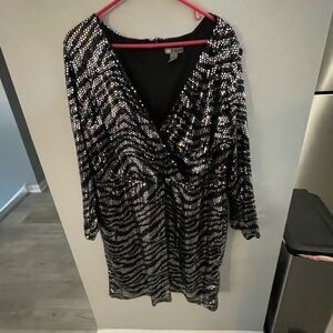 Wrap style knee length beaded dress